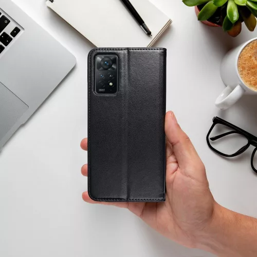 Xiaomi 15 Pro, Mágneses Kinyitható ECO bőr tok belső kártyatartó zsebbel - Fekete - Smart magneto 