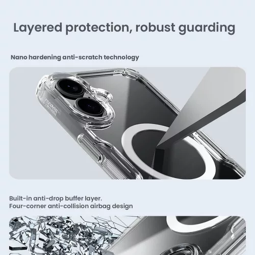iPhone 16, Nillkin Nature Pro MagSafe szilikon ütésálló tok - átlátszó-kék