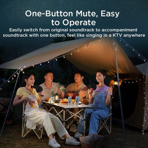 Joyroom Hordozható mikrofon (JR-MC6) LED digitális kijelző, TWS kapcsolat, 7 hanghatás-opció, 5W – Fekete