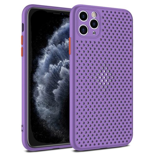 Lyukacsos szilikon tok lila színű - iPhone 11