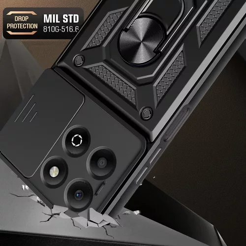 Modern Ütésálló Telefontok Állvánnyal és Kamera Védelemmel Motorola Edge 50 Neo / Motorola ThinkPhone 25 - Fekete