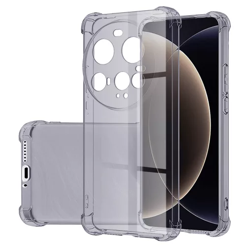 Xiaomi 15 Ultra, Rugalmas, ütésálló tok - Füstös fekete - Techsuit Shockproof Clear Silicone 