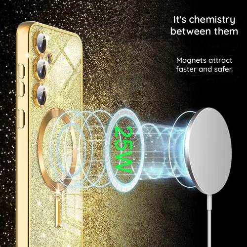 Techsuit - Luxury Glitter MagSafe - iPhone 16e - Ezüst