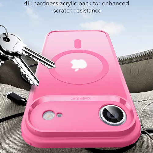 iPhone 17 Air, Ütésállő MagSafe-es tok, Kameravédelemmel, Légpárnás sarkokkal - Matt rózsaszín - ESR Classic Hybrid HaloLock