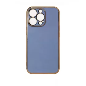   Egyszerű arany keretes szilikon tok iPhone 13 Pro Max - Kék