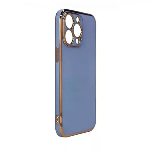 Egyszerű arany keretes szilikon tok iPhone 13 Pro Max - Kék