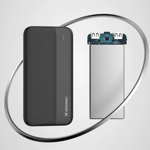 Wozinsky Li-Po 10000mAh Power Bank 2x USB-porttal - Fekete
