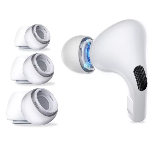 Cserélhető fülpárna (3 darabos) készlet - Apple AirPods Pro 3 -hoz, prémium szilikon, XS, S, L méretek - Fehér - Techsuit - AirVibe (ET2) 
