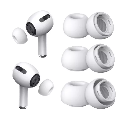 Cserélhető fülpárna (3 darabos) készlet - Apple AirPods Pro 3 -hoz, prémium szilikon, XS, S, L méretek - Fehér - Techsuit - AirVibe (ET2) 