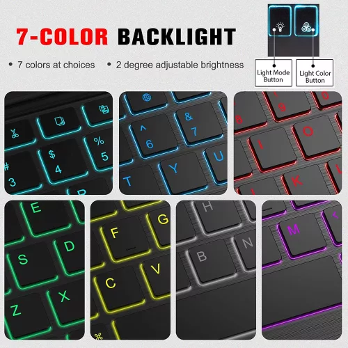 Vezeték nélküli billentyűzet - Bluetooth, RGB világítás, Type-C, fekete - Techsuit WK1