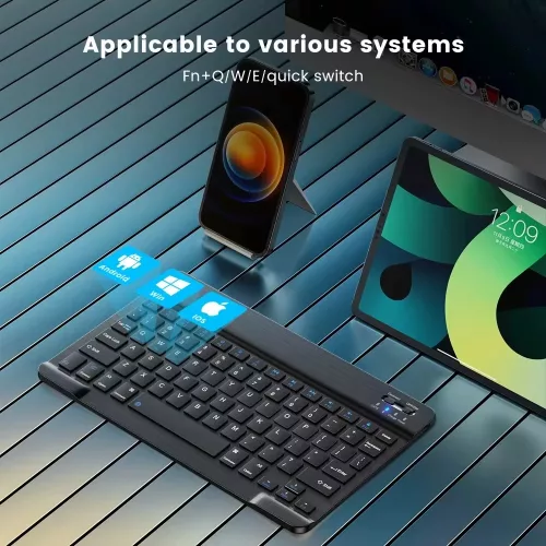 Vezeték nélküli billentyűzet - Bluetooth, RGB világítás, Type-C, fekete - Techsuit WK1