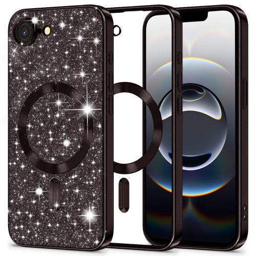 Techsuit - Luxury Glitter MagSafe - iPhone 16e - Fekete
