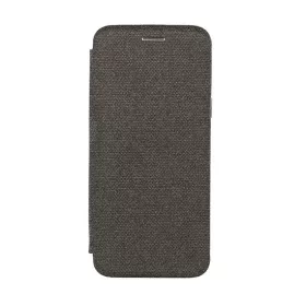   Iphone X/XS, Kinyitható Kártyatartós tok állványfunkcióval, pamut külsővel - Fekete - Vennus Book COTTON 