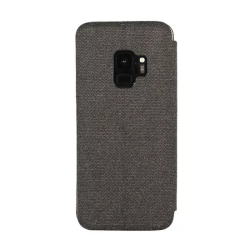 Iphone X/XS, Kinyitható Kártyatartós tok állványfunkcióval, pamut külsővel - Fekete - Vennus Book COTTON 