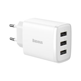 Baseus Kompakt Töltő adapter 3x USB 17W - Fehér