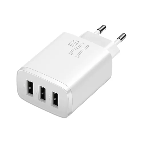 Baseus Kompakt Töltő adapter 3x USB 17W - Fehér