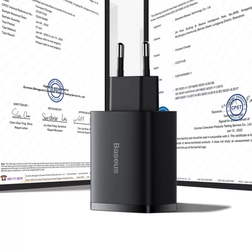 Baseus Kompakt Töltő adapter 3x USB 17W - Fehér