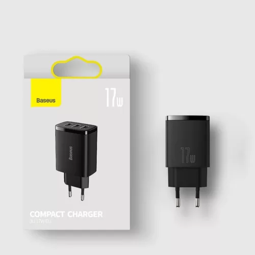 Baseus Kompakt Töltő adapter 3x USB 17W - Fehér
