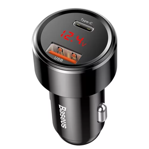 Baseus Magic Series autós töltő – kijelző, USB-A, USB-C, Quick Charge 4.0, QC 3.0, 45 W – fekete