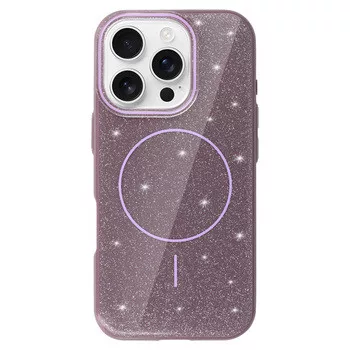 MagSafe Slim Csillogós tok iPhone 15 - Lila