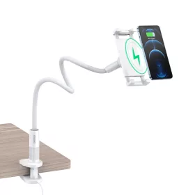   Choetech T548-S 2 az 1-ben Flexibilis Telefon Tartó Vezeték nélküli Töltővel 10W - Fehér