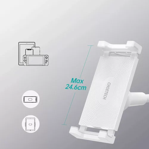 Choetech T548-S 2 az 1-ben Flexibilis Telefon Tartó Vezeték nélküli Töltővel 10W - Fehér