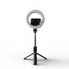 Selfie Bot - Stabil Tripod LED gyűrűfénnyel, Bluetooth távirányítóval, 80 cm - Fekete - Techsuit (Q07)