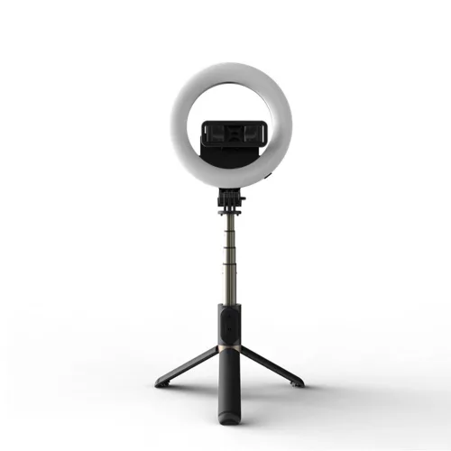 Selfie Bot - Stabil Tripod LED gyűrűfénnyel, Bluetooth távirányítóval, 80 cm - Fekete - Techsuit (Q07)