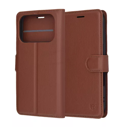 Techsuit - Leather Folio - Eco Bőr kinyitható tok kártyatartóval - iPhone 17 Pro Max - Barna