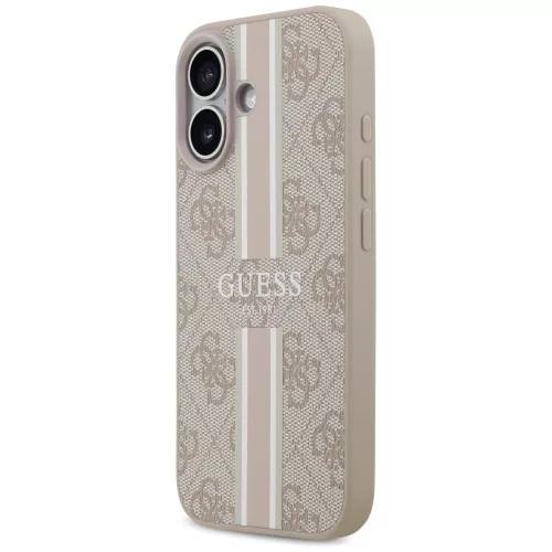 iPhone 17 Pro, Guess Hardcase 4G Printed Stripes MagSafe tok - Bézs/rózsaszín
