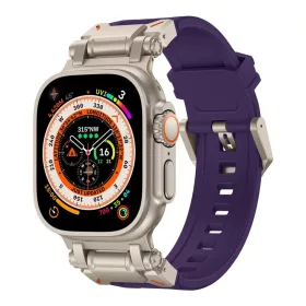   Techsuit Design Acél Szíj - Titánium Szürke/Lila - Apple Watch 42/44/45/49 mm