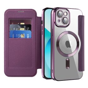   Techsuit - SmartMag Kinyitható kártyatartós tok - iPhone 13 - Lila