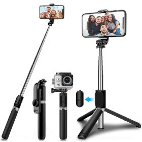  Techsuit - Selfie Bot (Q02) – Összecsukható tripod Bluetooth távirányítóval, 360°-os forgással, rozsdamentes acél, 103 cm – Fekete