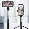 Techsuit - Selfie Bot (Q02) – Összecsukható tripod Bluetooth távirányítóval, 360°-os forgással, rozsdamentes acél, 103 cm – Fekete