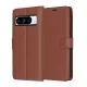 Google Pixel 8 Pro, Kinyitható kártyatartós Ökobőr tok állványfunkcióval - Barna - Techsuit Leather Folio
