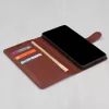 Google Pixel 8 Pro, Kinyitható kártyatartós Ökobőr tok állványfunkcióval - Barna - Techsuit Leather Folio