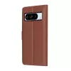 Google Pixel 8 Pro, Kinyitható kártyatartós Ökobőr tok állványfunkcióval - Barna - Techsuit Leather Folio