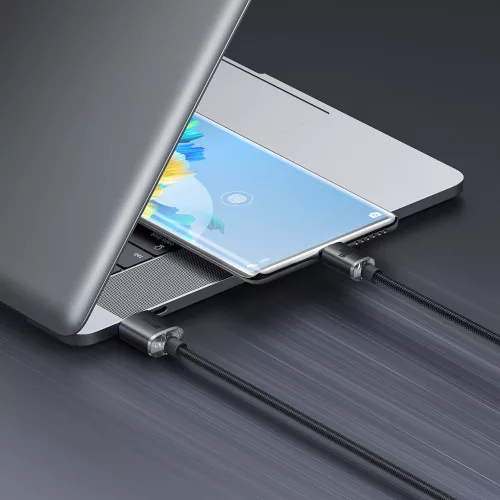 USB kábel - gyorstöltéshez és adatátvitelhez, USB Type-A / USB Type-C, 100W, 2m - Fekete - Baseus Crystal Shine