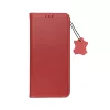 Xiaomi Redmi 14C, Kinyitható kártyatartós tok, valódi bőrből - Piros - SMART PRO