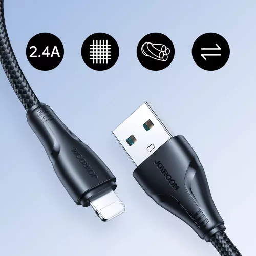Joyroom Surpass Series A11 USB-A / Lightning 2.4A Kábel 1.2 m – Fekete