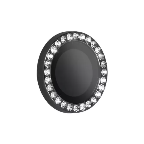 Iphone 17 Air, Csillogós Kameralencse védő edzett üveg, kövekkel - Fekete - HARD DIAMOND