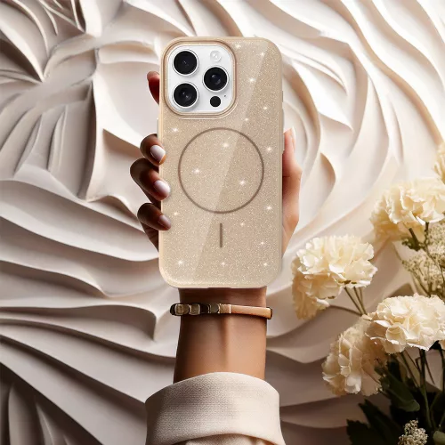 MagSafe Slim Csillogós tok iPhone 16 Pro Max - Arany