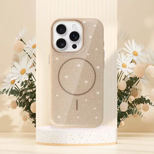 MagSafe Slim Csillogós tok iPhone 16 Pro Max - Arany