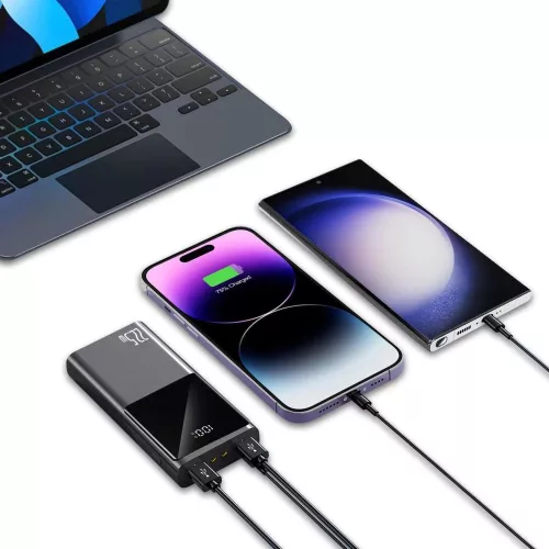 Tech-Protect Powerbank PB13 20000mAh 22.5W 2x USB-A / USB-C / Lightning-USB-C / USB-A kábel - szürke