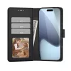 iPhone 17 Air, Mágneses Öko bőr telefontok kártyatartóval és állvánnyal - Matt fekete - Tech-Protect Wallet MagSafe