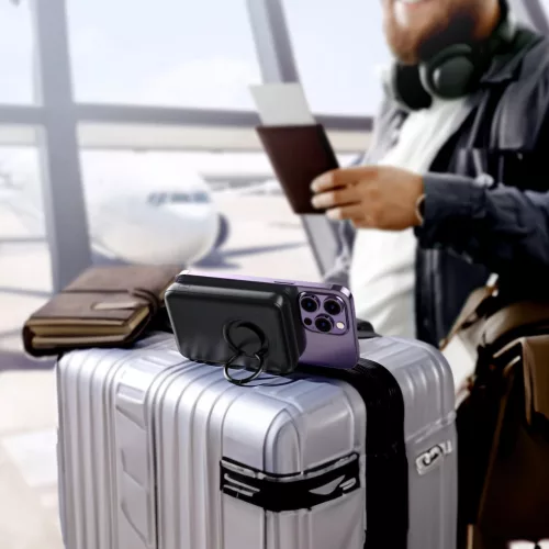 Vezeték nélküli powerbank 10000mAh Joyroom JR-W050 20W MagSafe gyűrűvel és állvánnyal – fekete