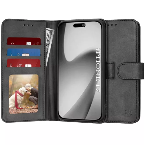 Techsuit - Diary Book - Eco Bőr kinyitható tok, kártyatartóval - Samsung Galaxy A06 - Fekete