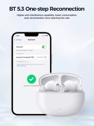 Joyroom Funpods JR-FB3 TWS Bluetooth 5.3 Vezeték nélküli Fülhallgató - Fehér