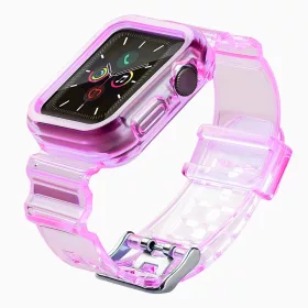 Szilikon Szíj és Tok Apple Watch-hoz - 44 mm - Rózsaszín