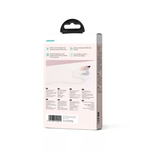 Joyroom Multi-Color S-A34 USB-A / USB-C Kábel 100W 1m - Rózsaszín